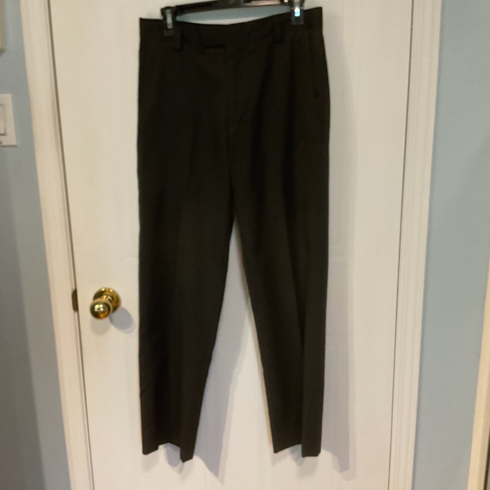 Kenneth Cole Reaction Dress Pants Mens 30x30 Black Excellent Herringbone Slacks